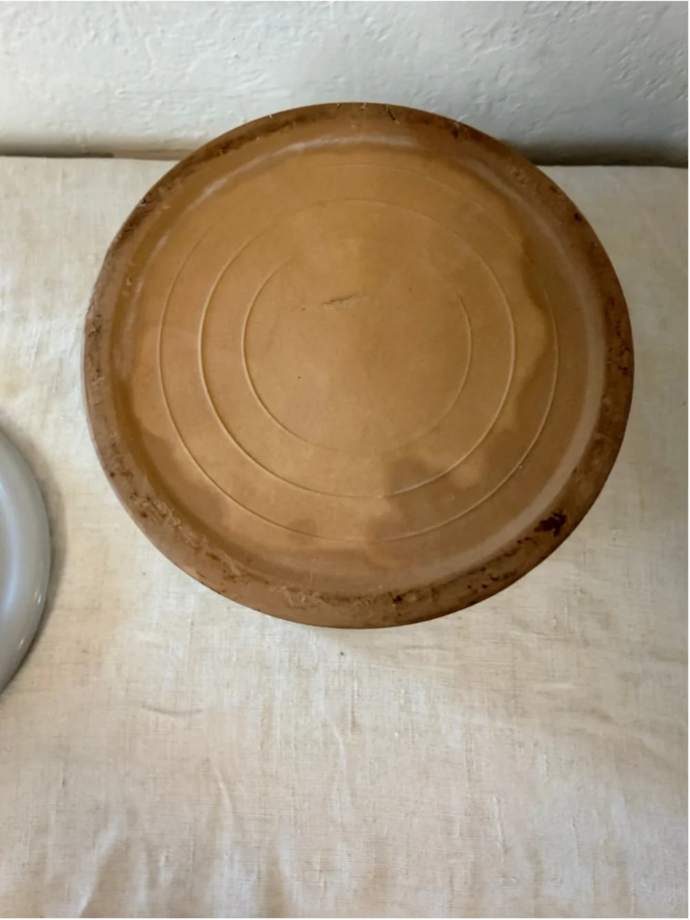 Antique T Pott Ambrosial Tidbits Stoneware Crock Lid Blue Advertising